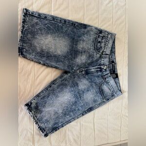 rocawear jean shorts Men’s Size 34 Skater Retro Y2K  Baggy Zip Pockets Stone